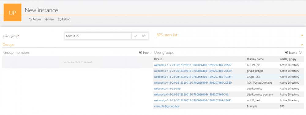 The image shows the groups to which the user belongs to